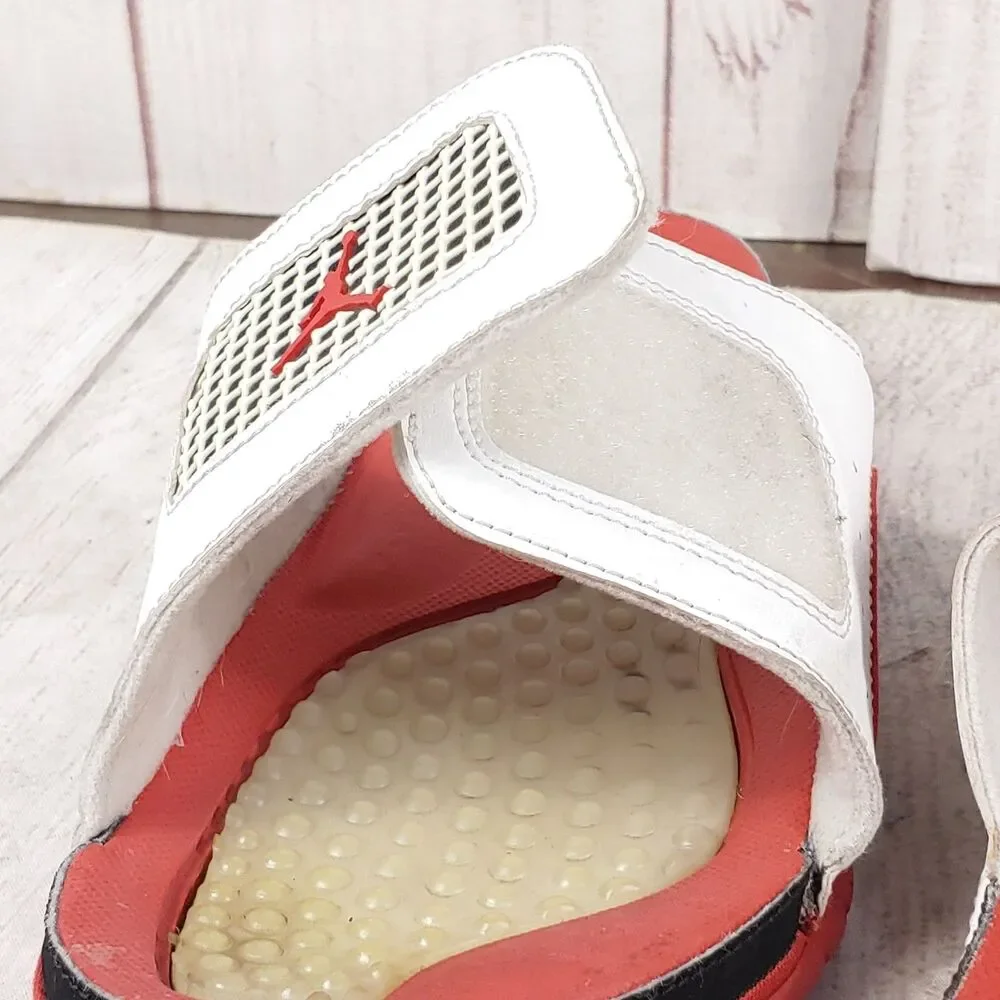 Jordan Hydro 4 Retro White Fire Red SLIDES Sandals - MEN’S SIZE 9 - Flip-flops